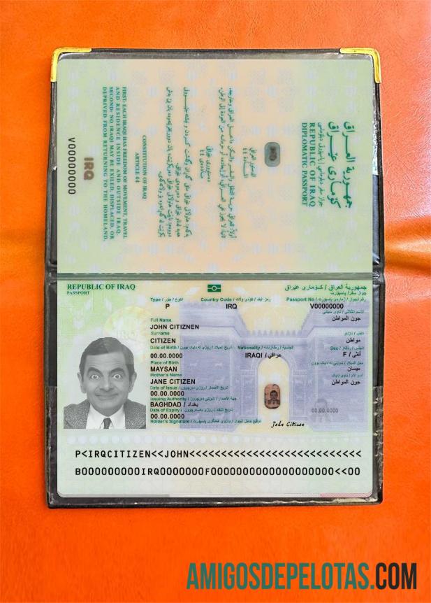 Passaporte do Iraque 2023 Presente Photolook amostra